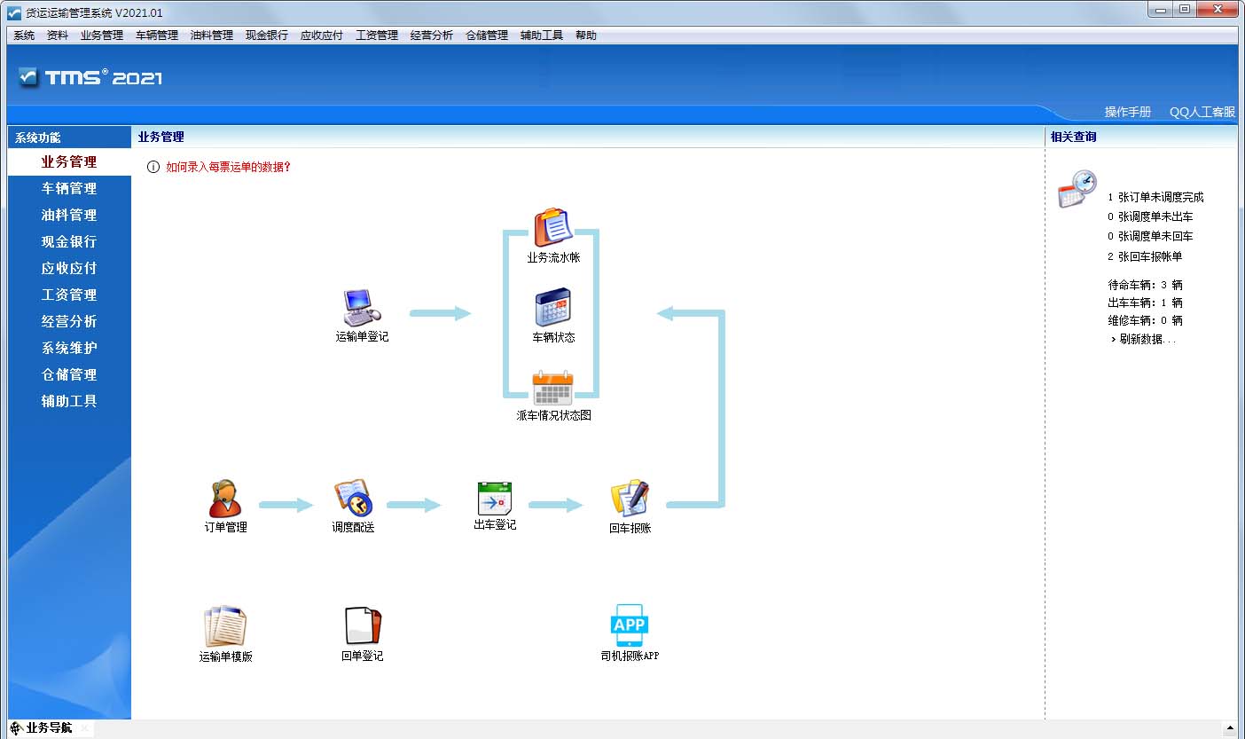 Screenshot of freight (logistics) transportation management system