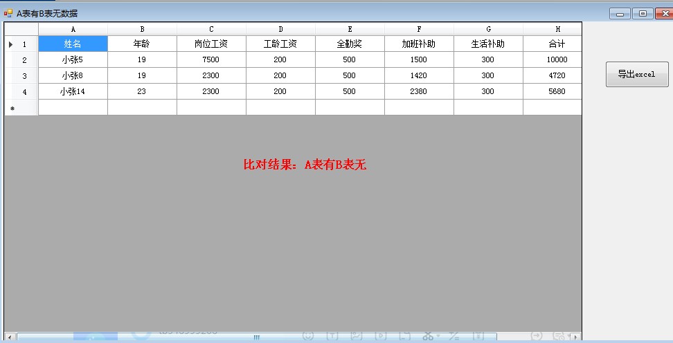 Screenshot of Xiaodong Excel two-sheet comparison assistant