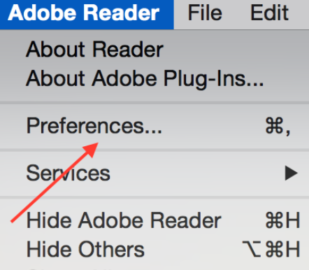 Screenshot of how to turn off the click-to-enlarge function in Adobe Reader XI