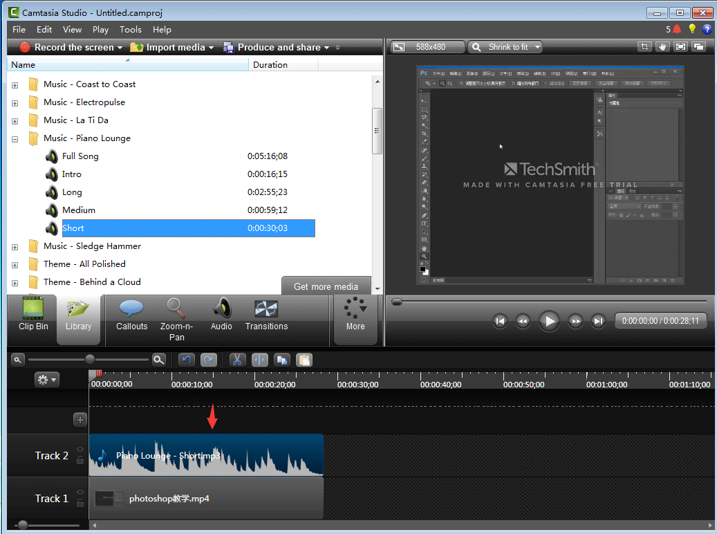 How to add background music to camtasia studio Screenshot of tips for importing background music to camtasia