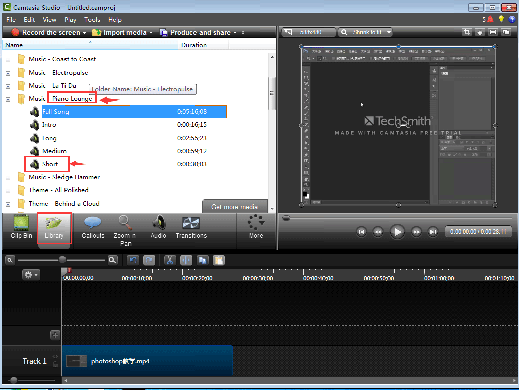 How to add background music to camtasia studio Screenshot of tips for importing background music to camtasia