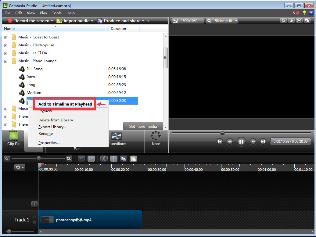 How to add background music to camtasia studio Screenshot of tips for importing background music to camtasia