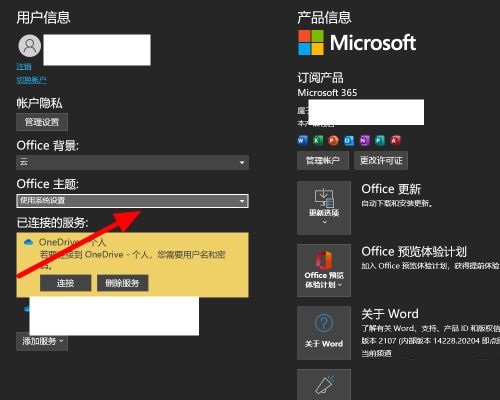 How to change the appearance of Office 365 software?