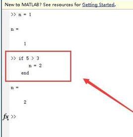 Screenshot of the specific method of using IF conditional statement in Matlab