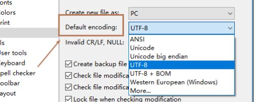 How to modify Editplus default encoding