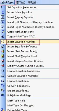 Screenshot of the operation process of converting MathType independent formulas to numbered formulas