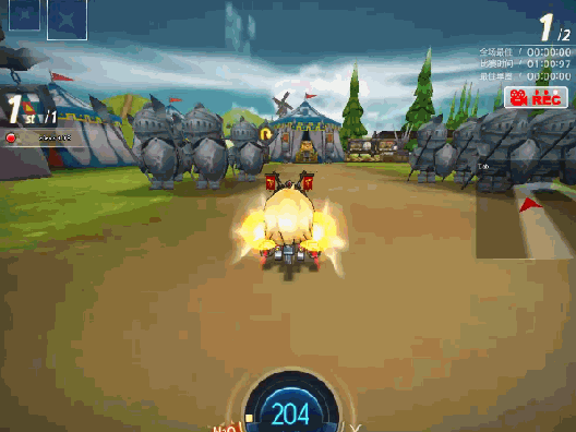 Screenshot of running kart