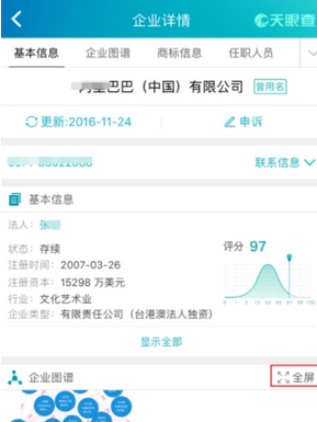 Screenshot of Tianyancha