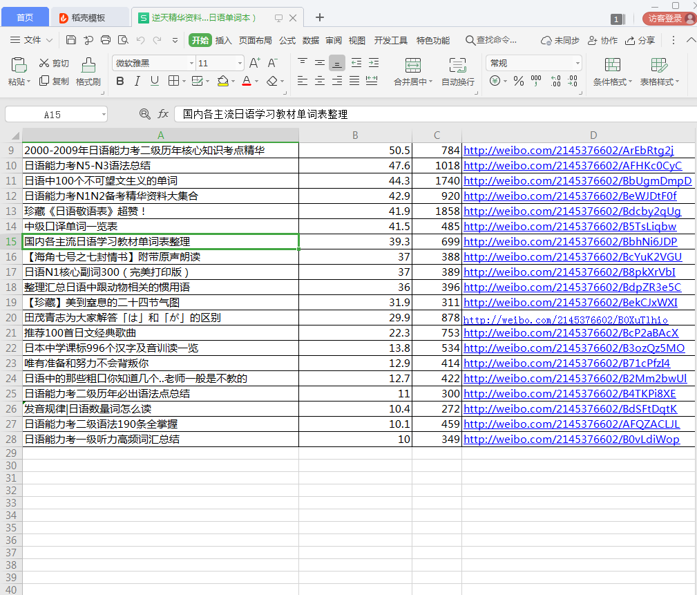 Screenshots of organizing Japanese learning materials