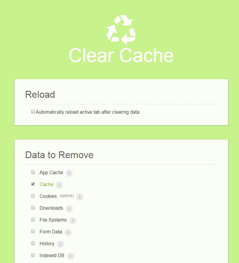 Clear Cache screenshot