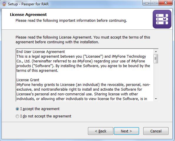 Screenshot of Passper for RAR