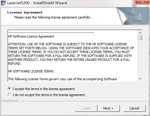 Screenshot of HP5200 printer driver