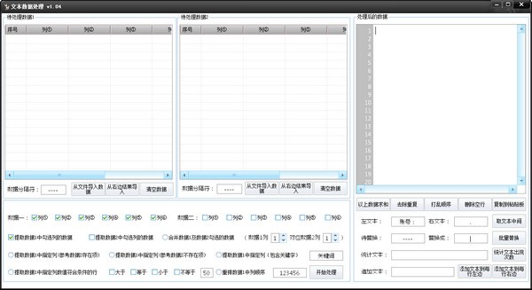 Screenshot of text data processing tool