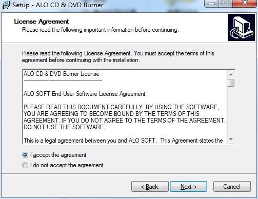 Screenshot of ALO CD & DVD Burner