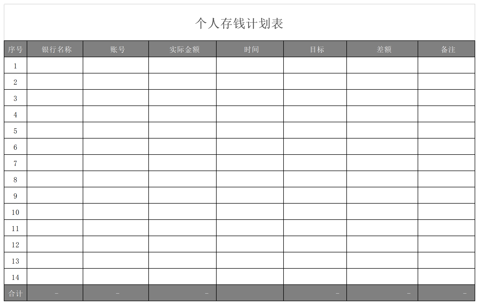 Screenshot of Personal Money Plan Form