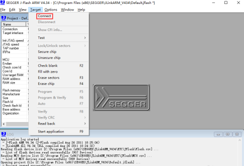 Jlink driver download (Segger J-Flash ARM) screenshot