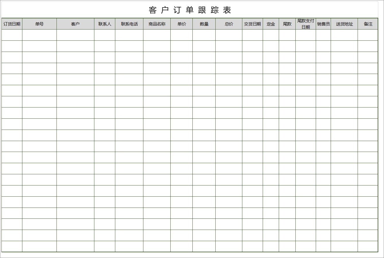Screenshot of customer order tracking form