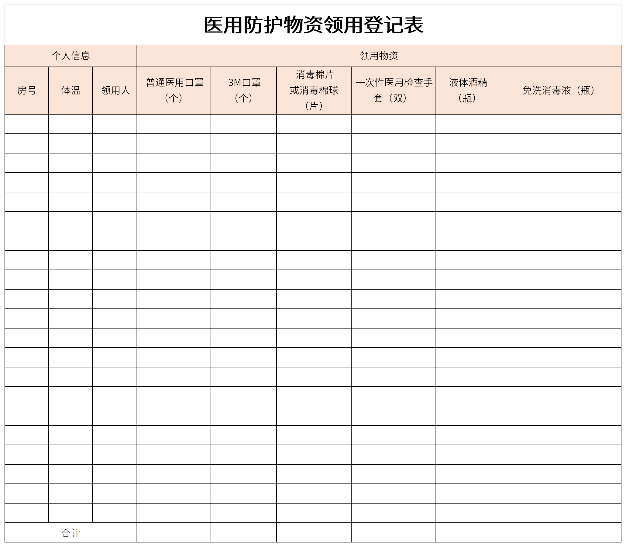 Screenshot of registration form for receiving medical protective supplies