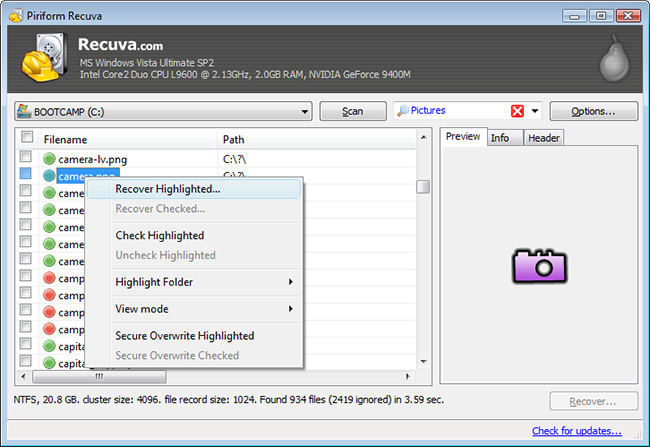 Recuva official website address