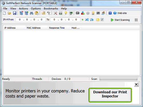 Screenshot of LAN IP address scanner