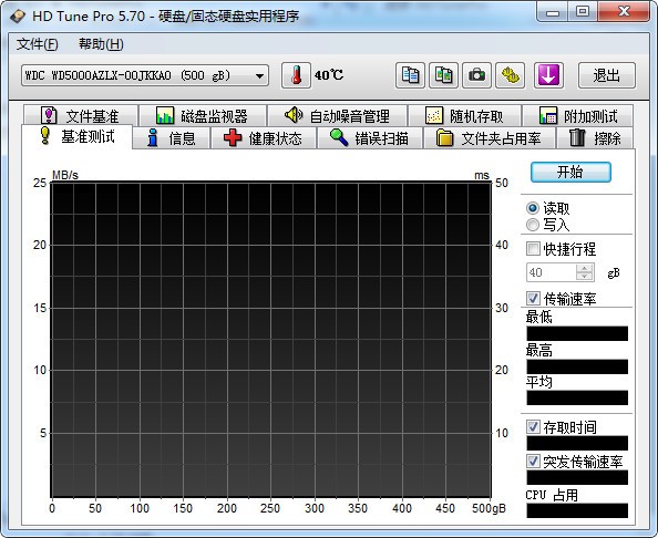 Screenshot of HD TUNE (mobile hard disk repair)