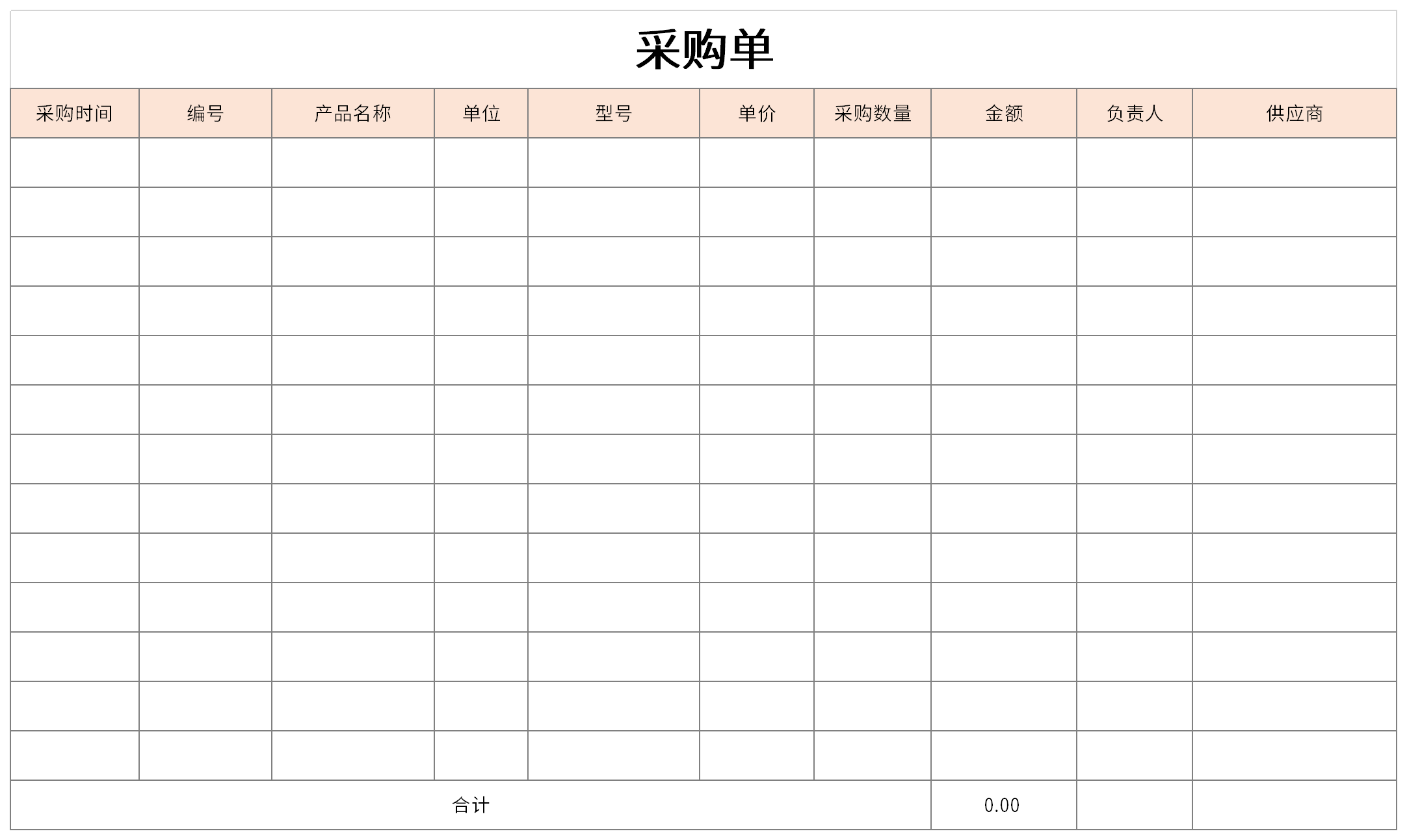 Purchase order screenshot