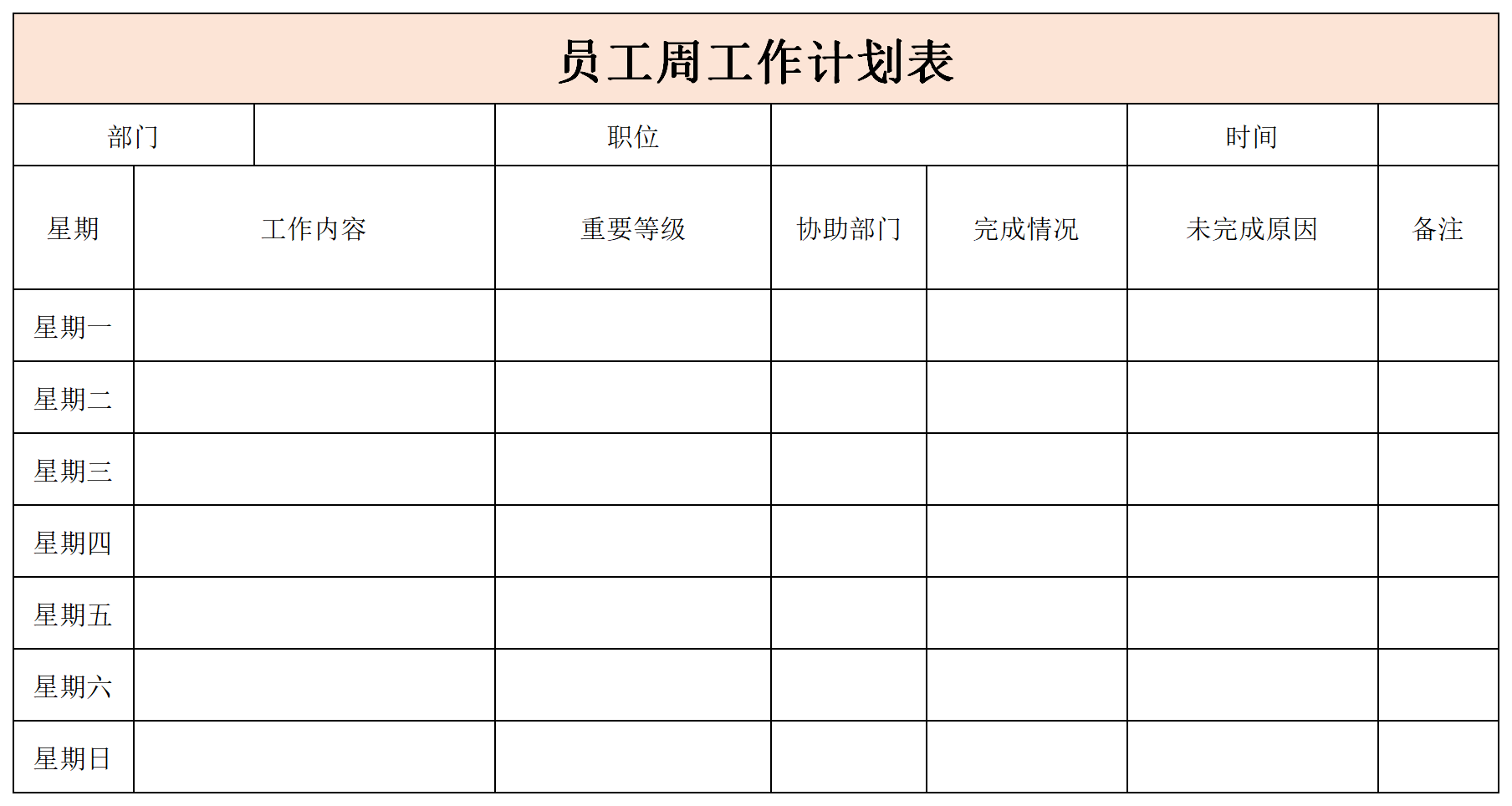 Screenshot of employee weekly work schedule