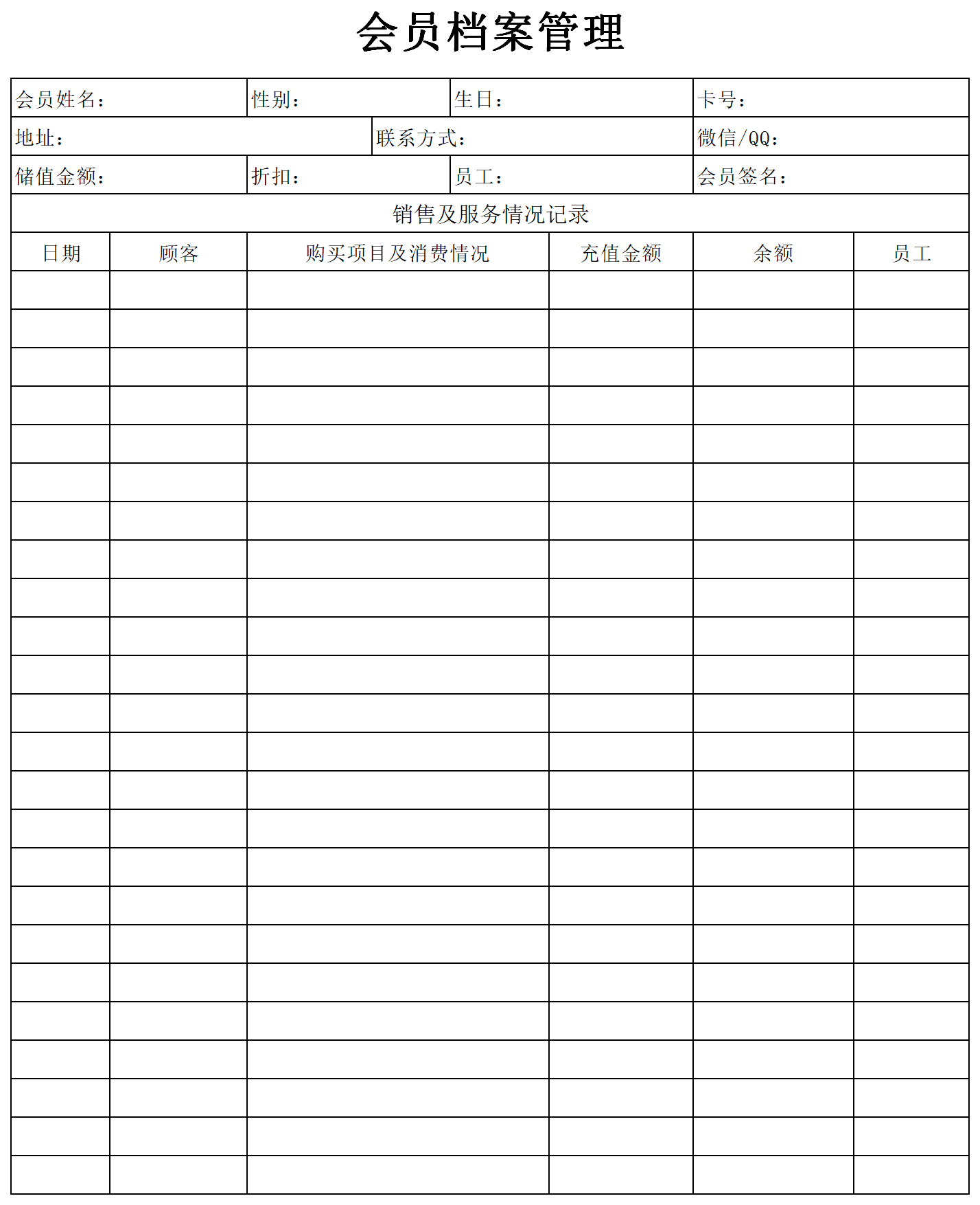 Screenshot of member profile management form