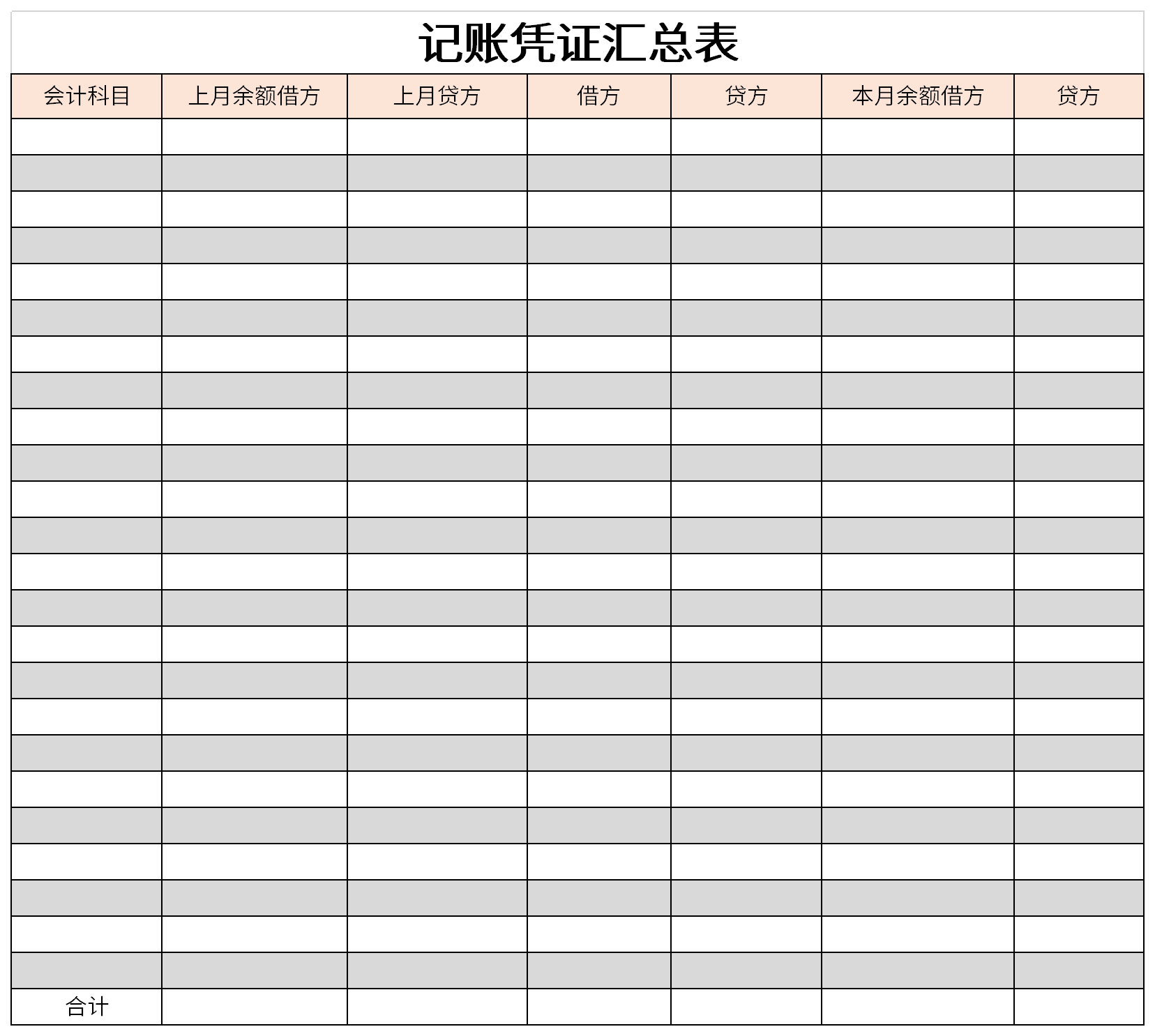 Screenshot of accounting voucher summary table