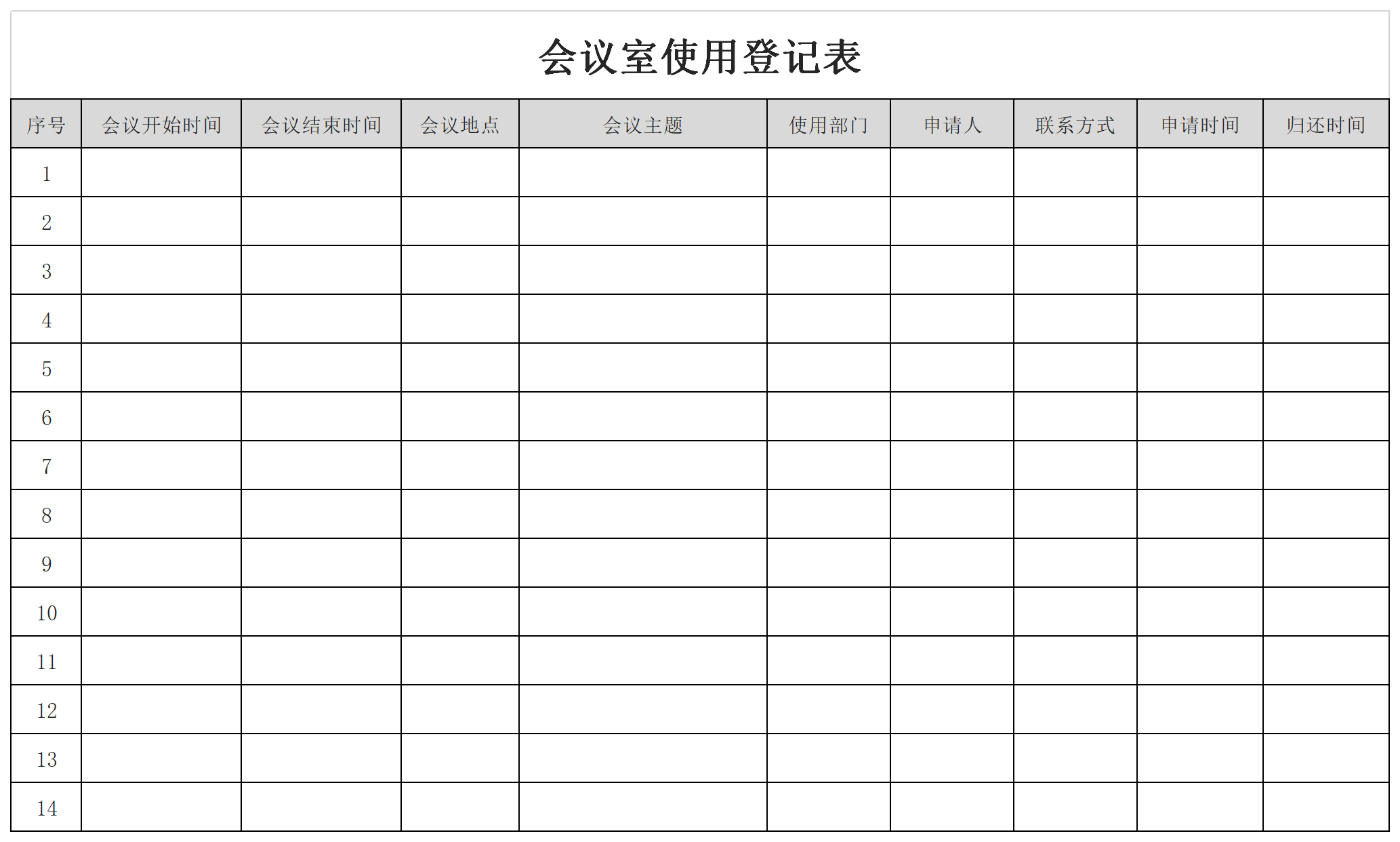 Screenshot of conference room registration form