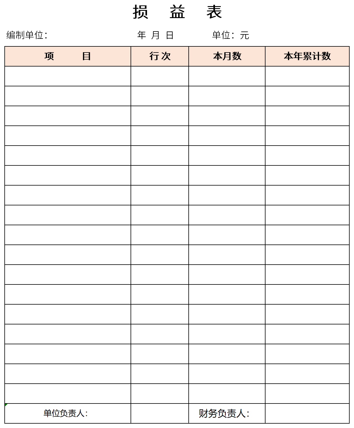 Profit and loss statement screenshot