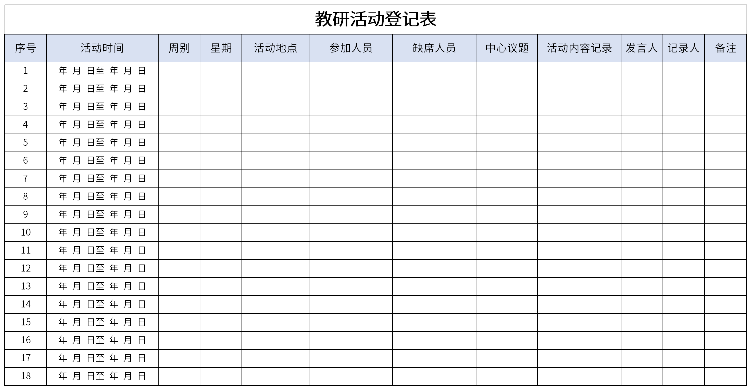 Screenshot of registration form for teaching and research activities