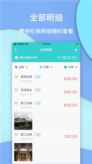 Screenshot of social security mobile app
