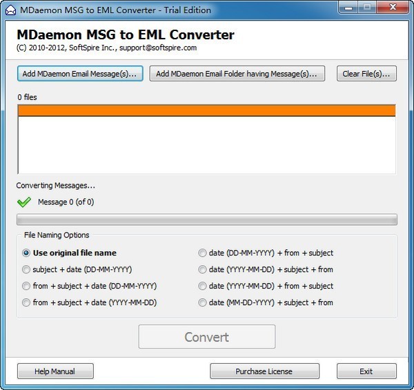 Screenshot of MDaemon MSG to EML Converter