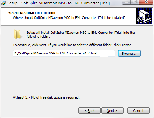 Screenshot of MDaemon MSG to EML Converter