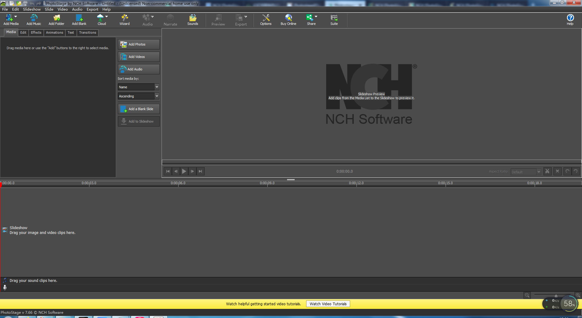 Screenshot of NCH PhotoStage electronic photo album slideshow creation software