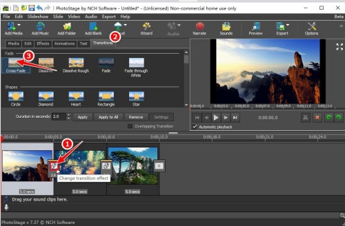 Screenshot of NCH PhotoStage electronic photo album slideshow creation software