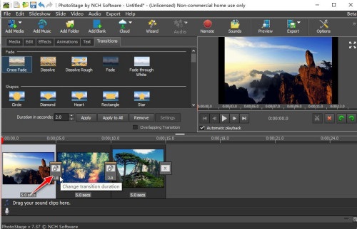 Screenshot of NCH PhotoStage electronic photo album slideshow creation software