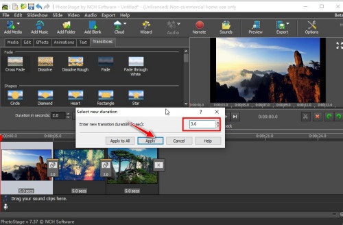 Screenshot of NCH PhotoStage electronic photo album slideshow creation software