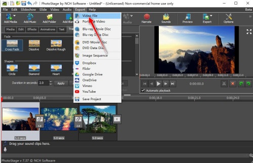 Screenshot of NCH PhotoStage electronic photo album slideshow creation software