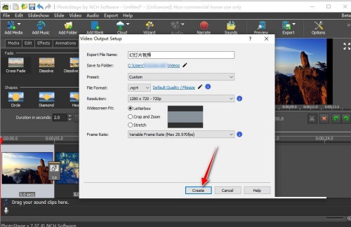 Screenshot of NCH PhotoStage electronic photo album slideshow creation software
