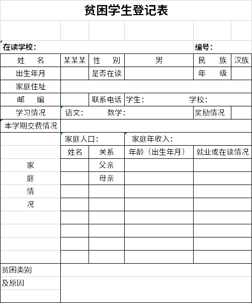 Screenshot of registration form for poor students