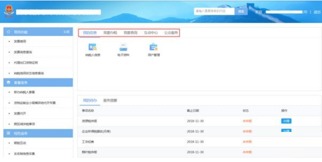 Screenshot of the Henan Provincial Electronic Taxation Bureau of the State Administration of Taxation