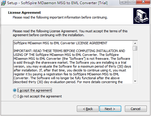 Screenshot of MDaemon MSG to EML Converter