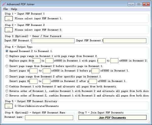 Screenshot of Advanced PDF Joiner