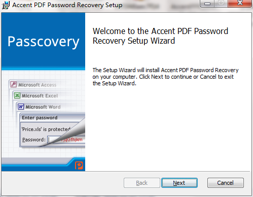 Accent PDF Password Recovery screenshot