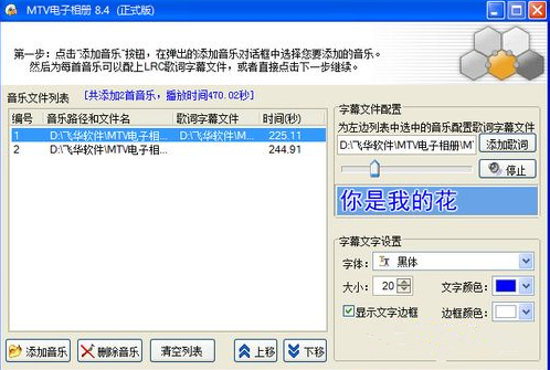 Screenshot of MTV electronic photo album