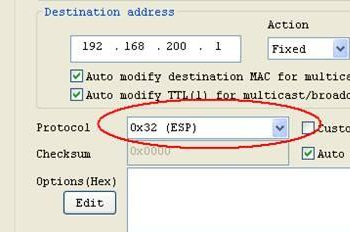 Screenshot of Ethernet packet sending tool (xcap)