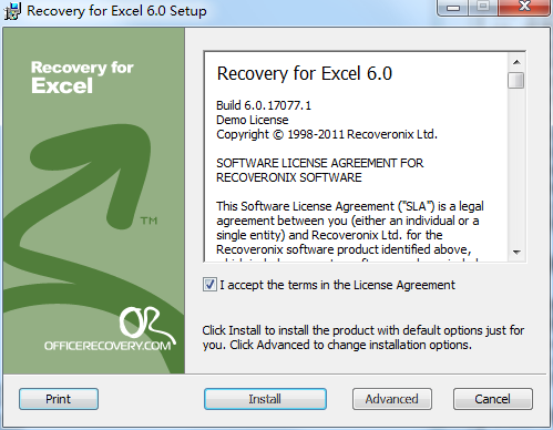 ExcelRecovery screenshot