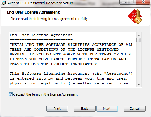Accent PDF Password Recovery screenshot